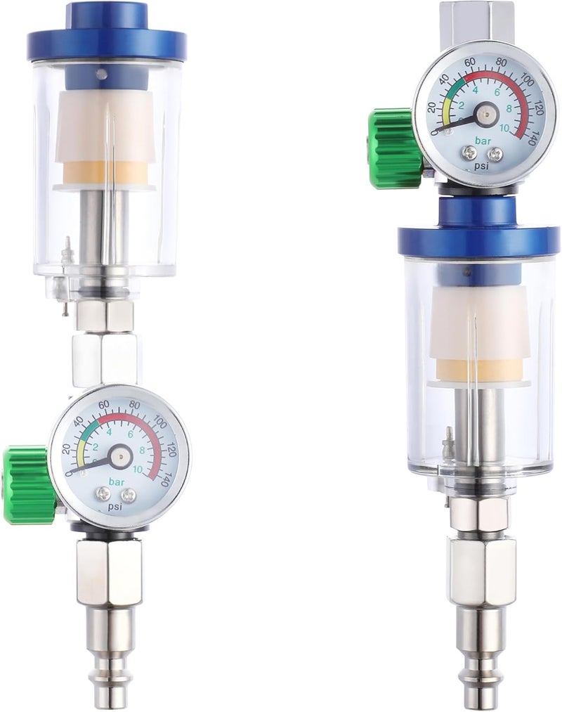 ENDOZER Oil Water Separator, Air Filter with Pressure Gauge, Pressure Regulator for Air Spray Gun, G1/4" Inlet and Outlet - Image 1